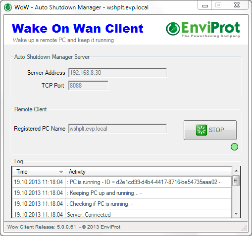 Very easy and free Wake On Wan Client for Auto Shutdown Manager managed PCs