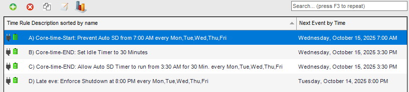 Scheduling interface screenshot