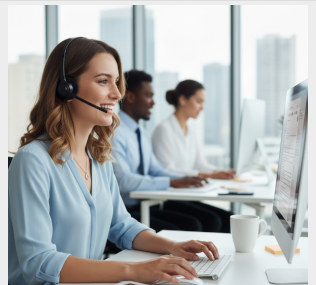 Sales support team assisting business customers