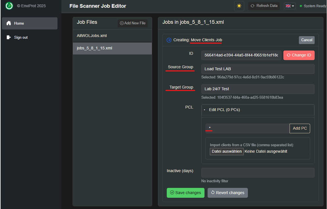 Job zum Verschieben von Clients im File Scanner Job Editor